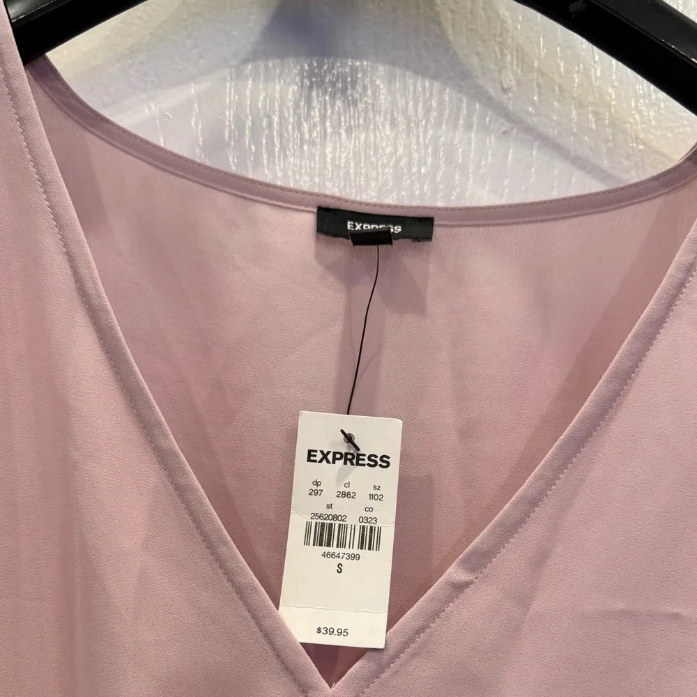 Express Pink Sleeveless V- Neck Size :S 100% Polyester Blouse . New with tags - Picture 6 of 8